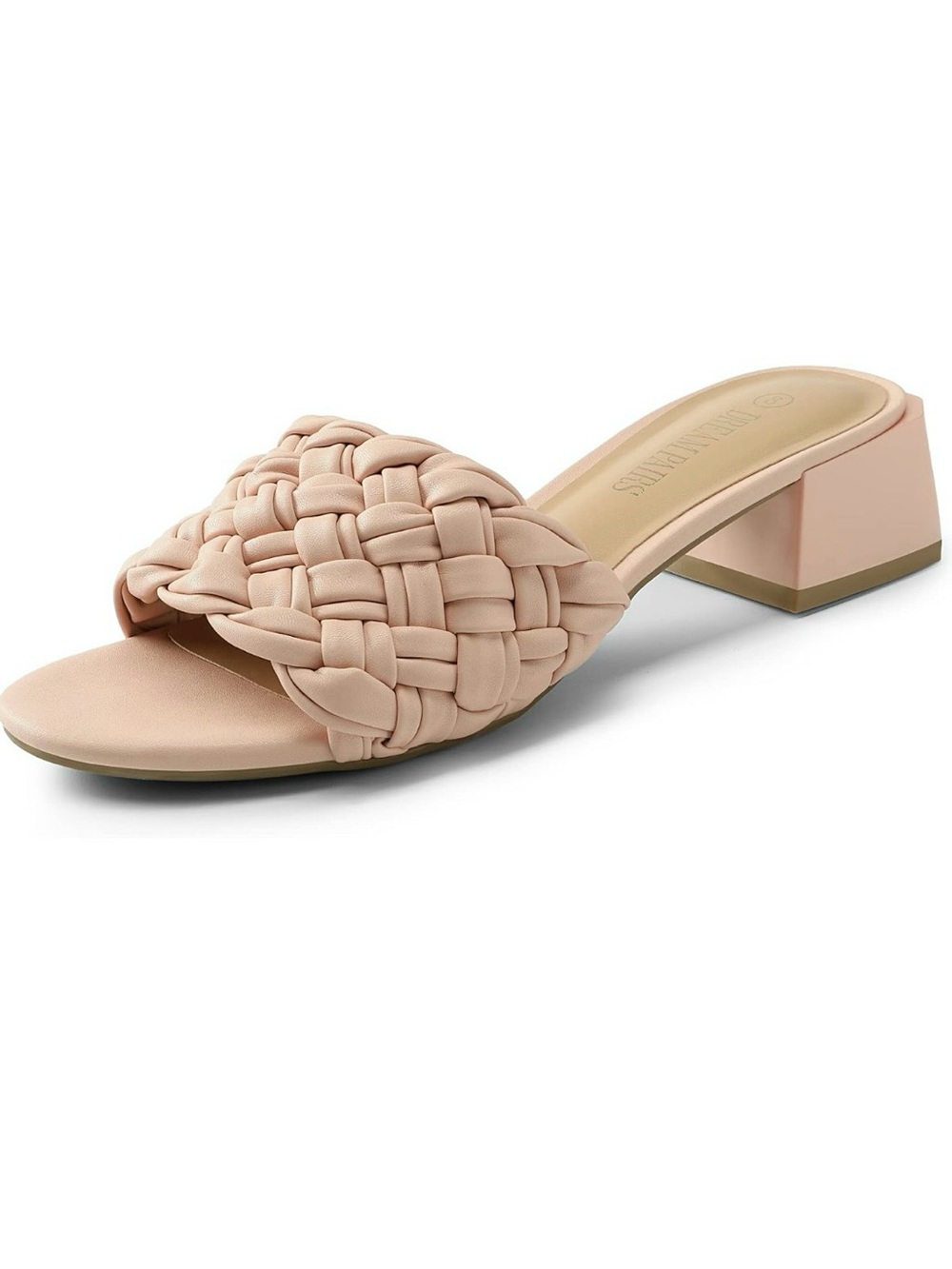Dream Pairs Tan Braided Open Toe Slip On Low Block Heel Sandals 11 Quiet Luxury
